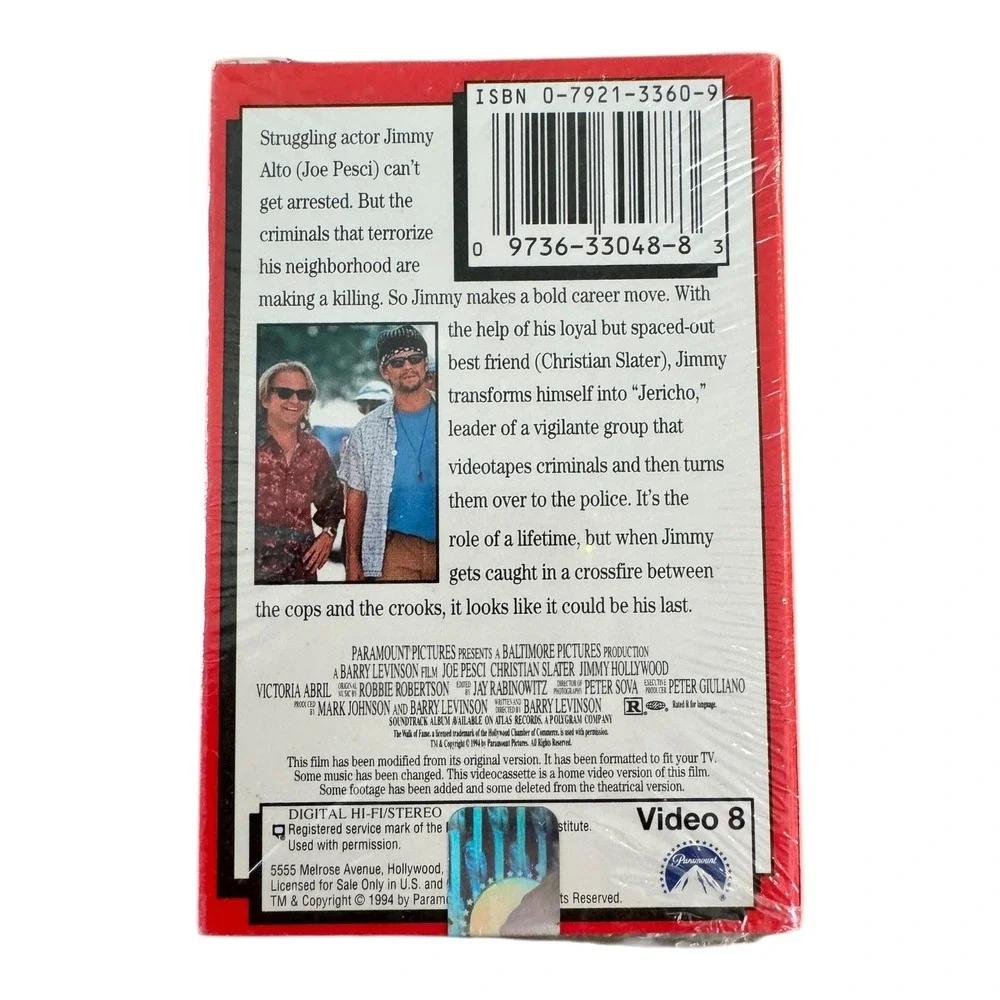 Jimmy Hollywood Video 8/8mm Tape 1994 SEALED Joe Pesci and Christian Slater‎